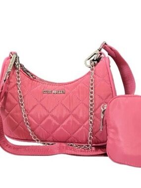 IT Girl Pink Quilted Bag Steve Madden Chain Strap w/ Pouch Y2K Barbiecore